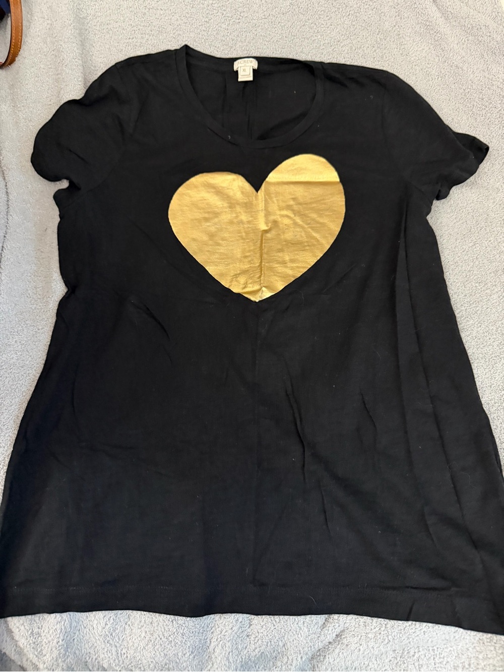 J.Crew Women's Heart Graphic Tee with Gold Heart black xl